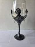 Gothic Ritual Wine Glass - Celtic Knots & Swords with Silver Chains