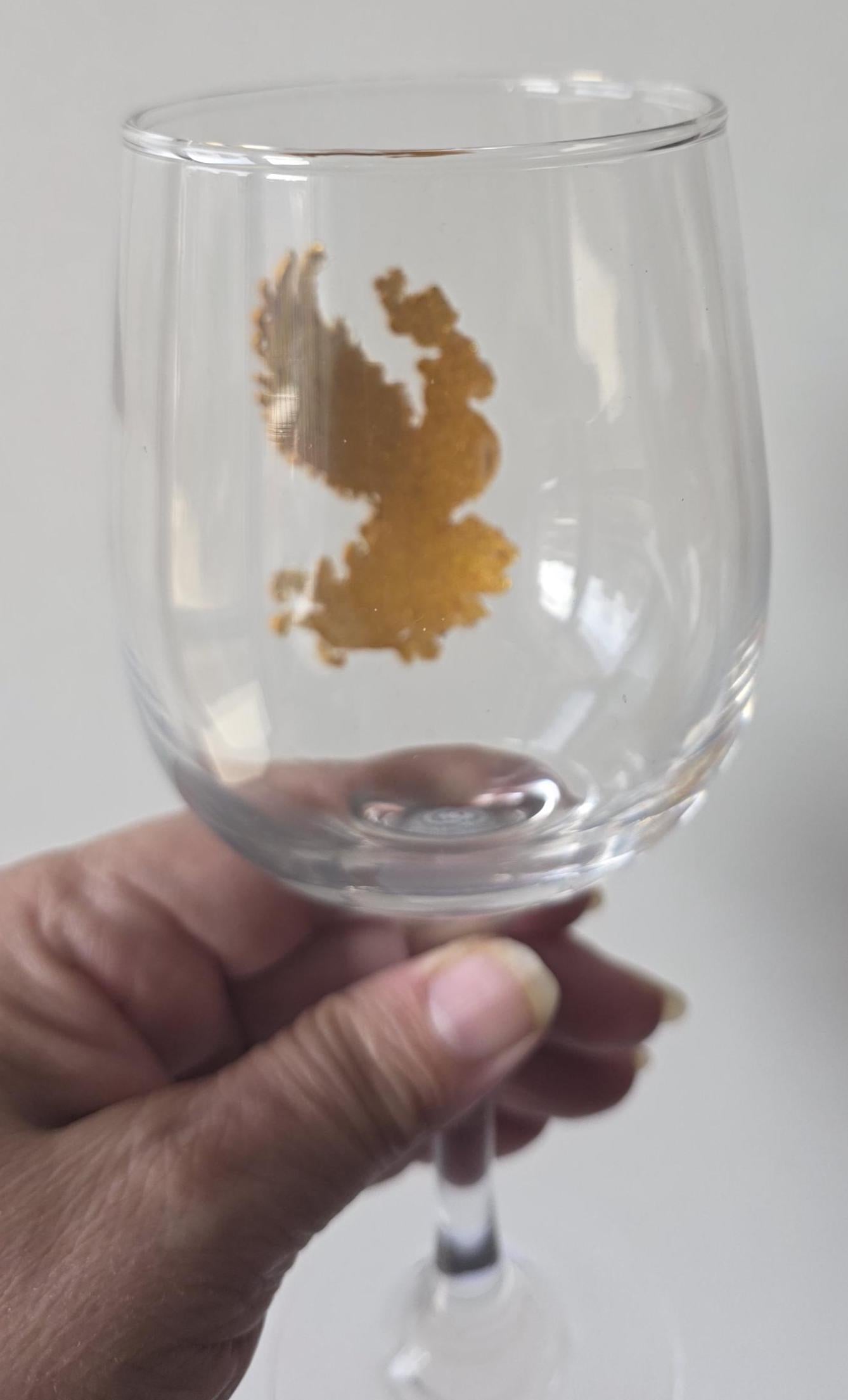 Golden Phoenix Wine Glass - Hand-Decorated Gothic Wine Glass 370ml