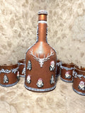 Christmas Gnome Whiskey Decanter Set - 1L Bottle & 6 Glasses with Hand-Sculpted Decorations