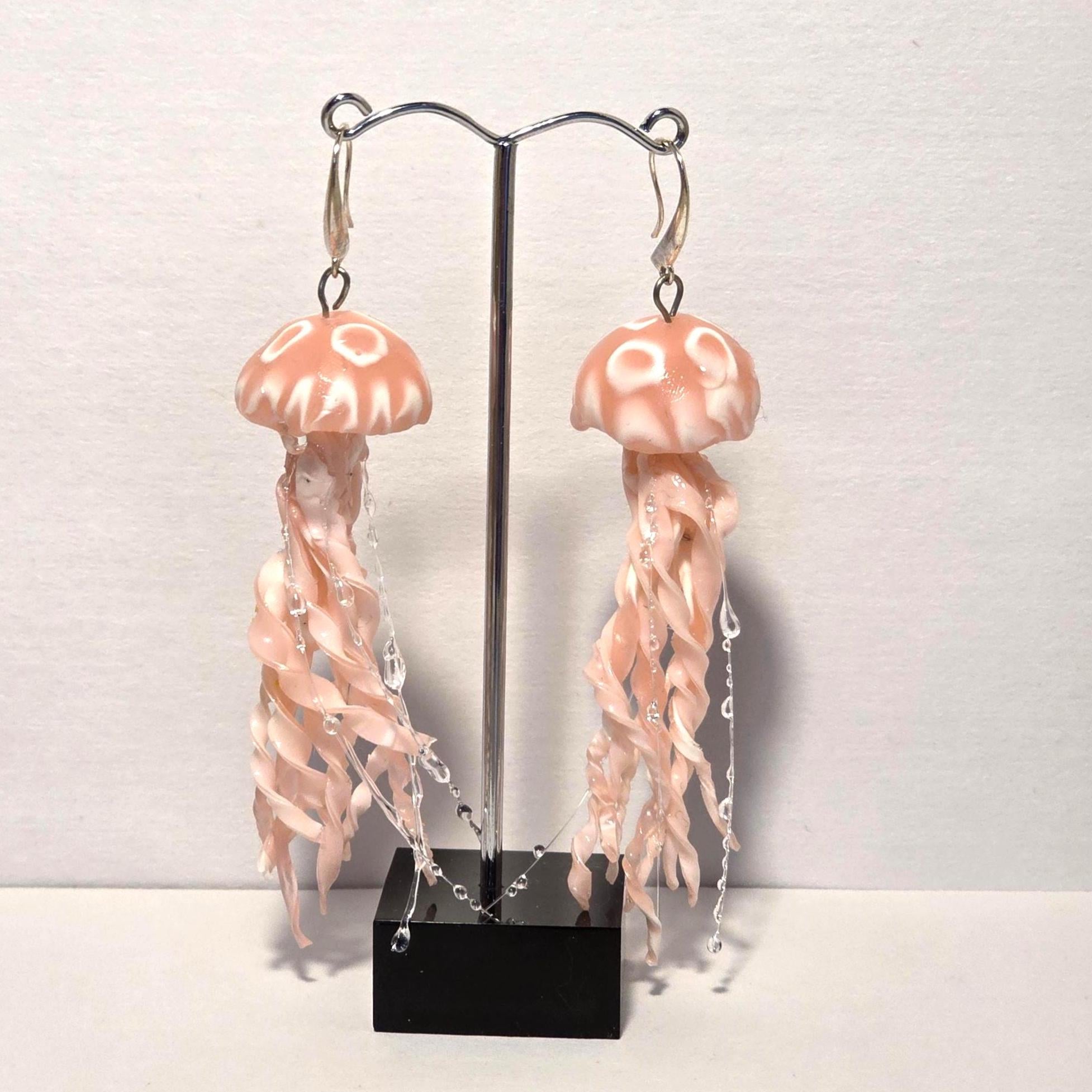 Jellyfish Earrings - Handmade Polymer Clay Statement Jewelry with Resin Drops