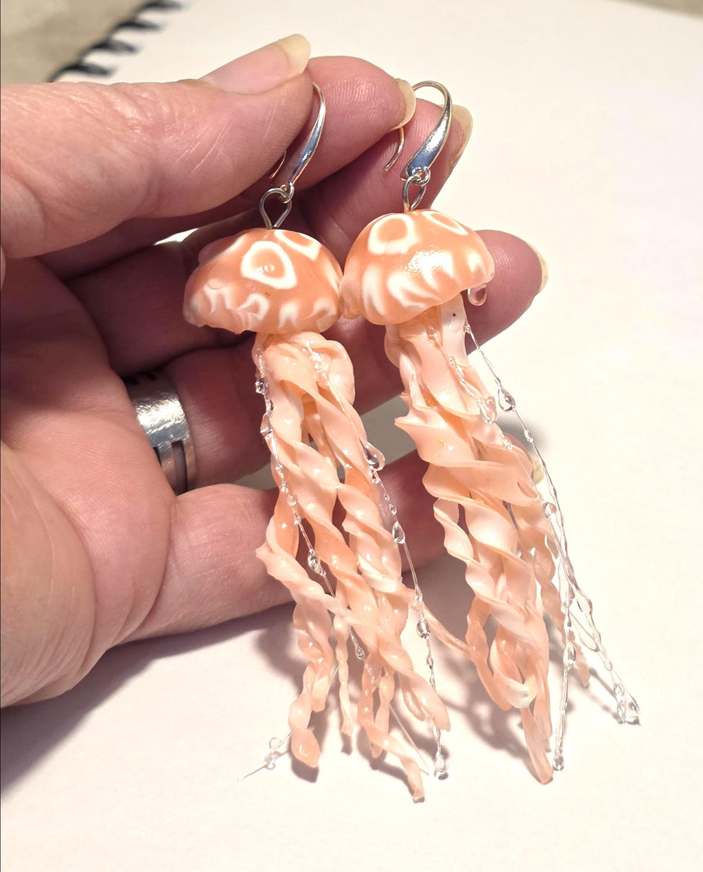 Jellyfish Earrings - Handmade Polymer Clay Statement Jewelry with Resin Drops