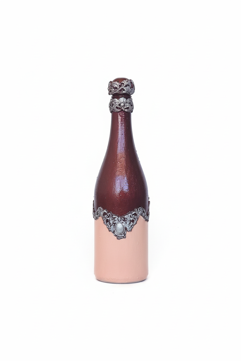 Gothic wine bottle on white background