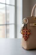 RE Village cross keychain lifestyle - showing ornate gothic design