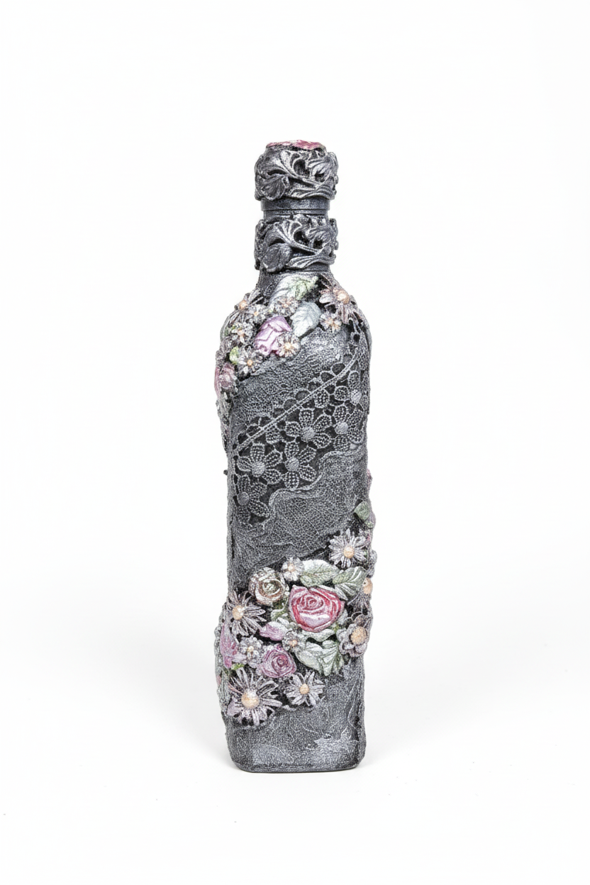 Gray rose bottle white background