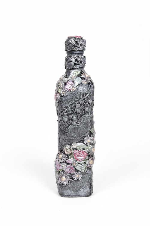 Gray rose bottle white background
