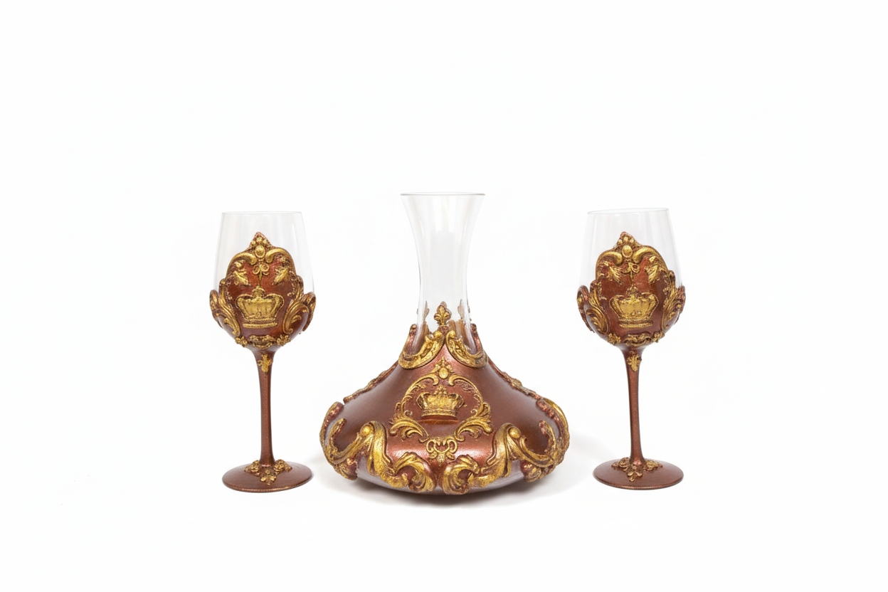 Luxury Wine Decanter Set White Background