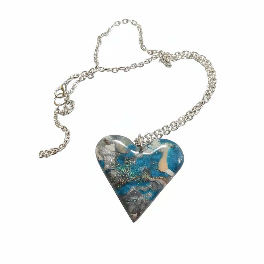 Ocean Heart Necklace White Background
