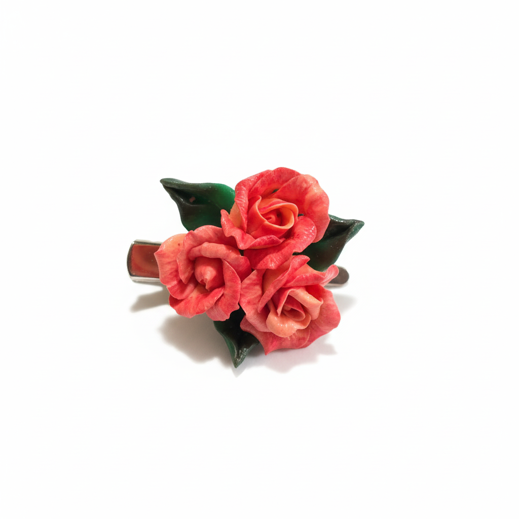 Rose Brooch Hair Clip White Background - Corrected