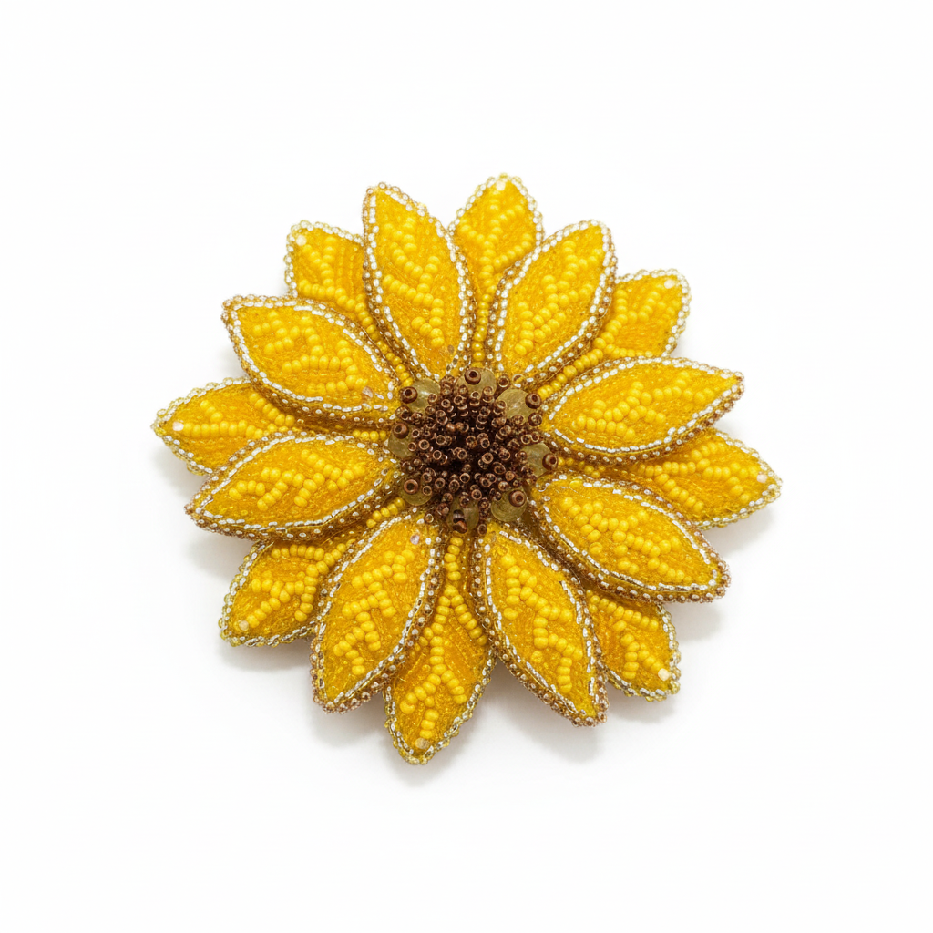 Sunflower Brooch White Background