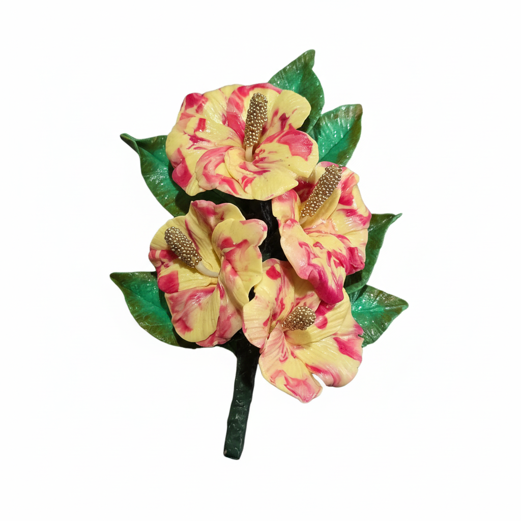 Tropical Hibiscus Brooch White Background