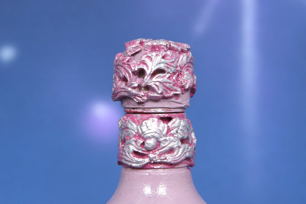 Handcrafted Rose Wine Set - Bottle & 2 Glasses with Ornate Embellishments