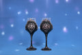 Gothic Dragon Wine Glasses - Handcrafted Black & Red Metallic Set of 2