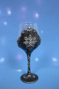 Gothic Wine Glass - Handcrafted Black & Silver Ornate Goblet