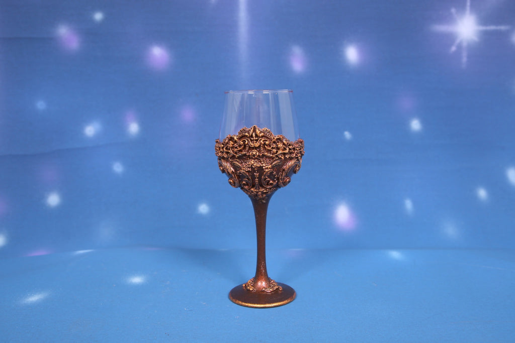 Luxury Bronze Baroque Wine Glass - Ornate Handcrafted Art Glass