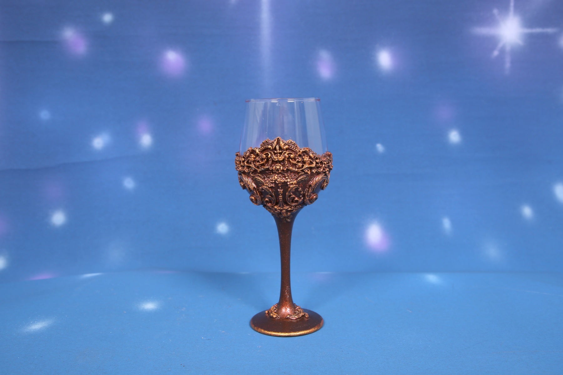 Luxury Bronze Baroque Wine Glass - Ornate Handcrafted Art Glass