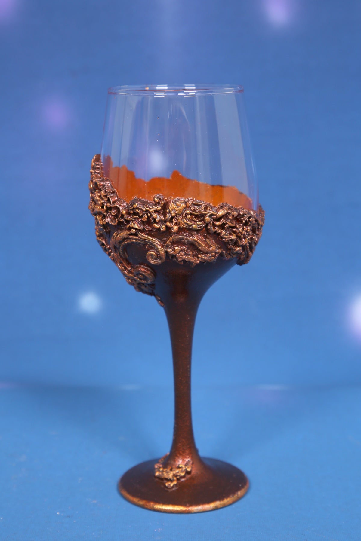 Luxury Bronze Baroque Wine Glass - Ornate Handcrafted Art Glass