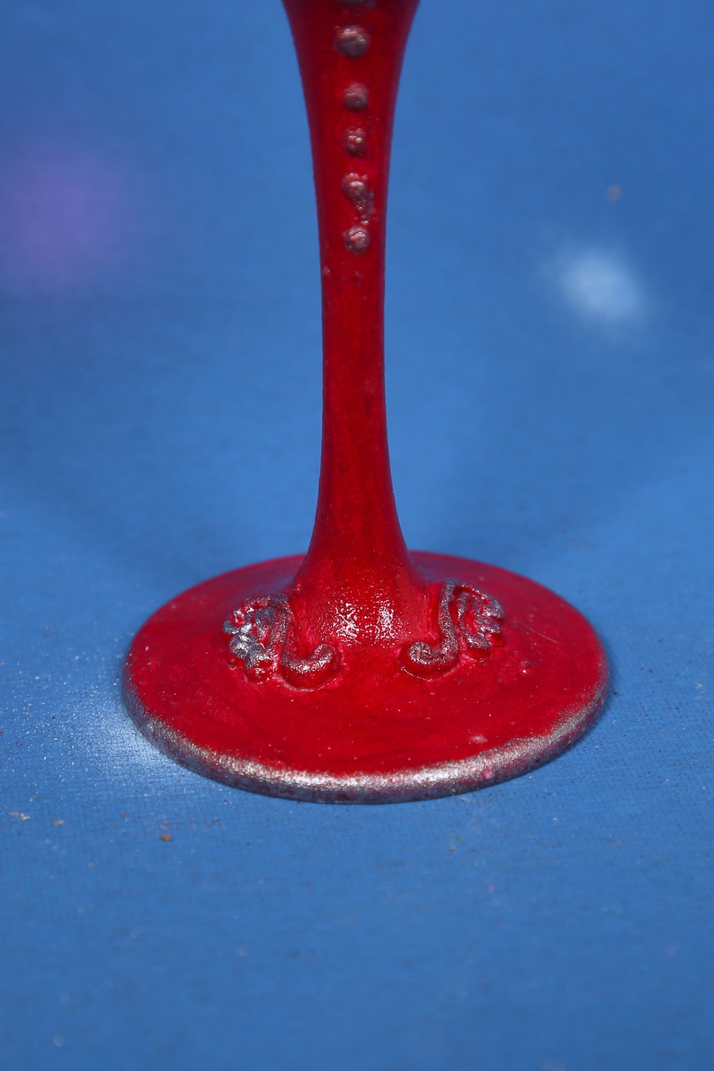 Red Rose Decoupage Wine Glass - Handcrafted Art Glass