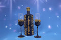Luxury Black & Gold Wine Bottle Set with 2 Glasses