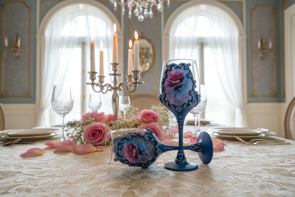 Wine glasses in elegant interior